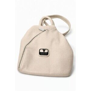 Valentina Pebbled Ivory Leather Sling Hand Bag Convertible Shoulder  Italy